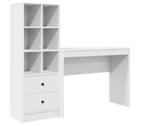 Bureau en bois d'ingénierie - vidaXL - Blanc - 145.5x50x127 cm - 2 tiroirs - Assemblage facile - Entretien simple