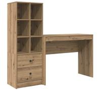 Bureau en bois d'ingénierie - vidaXL - Chêne artisanal - 145.5x50x127 cm - 2 tiroirs - Étagères intégrées