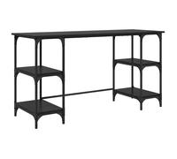 Bureau en bois d'ingénierie - vidaXL - Chêne Noir - 140x50x75 cm - Rustique Industriel - 4 étagères - Usage intérieur