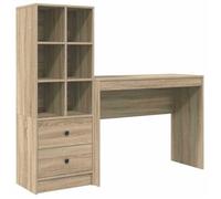 Bureau en bois d'ingénierie - vidaXL - Chêne Sonoma - 145.5x50x127 cm - 2 tiroirs - Étagères intégrées