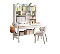 Bureau en bois massif avec bibliothèque et chaise intégrées. Parfait pour la maison, le bureau ou la chambre à coucher, finition blanche, spacieux, 80 x 60 x 186 cm, design élégant et fonctionnel