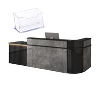 Bureau en bois massif avec ders, plateau pour clavier et lampe LED - Idéal pour les salons de beauté et les caisses (C, droit, 150 x 60 x 100 cm) - Fourrure de Worpace moderne