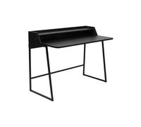 Bureau en bois noir, droit, secrétaire, 6 tiroirs et plus - White Label, Giorgio - 120x60x88 cm