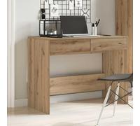 Bureau en chêne artisanal, 101 x 50 x 76,5 cm, matériau en bois durable pour le bureau et la maison, avec 2 tiroirs, idéal comme bureau d'ordinateur ou de travail