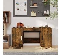 Bureau en chêne fumé 140 x 50 x 75 cm, matériau en bois robuste, grand espace de rangement, design minimaliste, idéal comme bureau d'ordinateur, bureau pour bureau à domicile