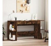 Bureau en chêne fumé, 140 x 50 x 75 cm, robuste, pour bureau à domicile, avec espace de rangement, idéal comme bureau de jeu et table d'écriture pour chambre à coucher