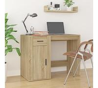 Bureau en chêne Sonoma avec tiroir et armoire | 1 tiroir, 1 armoire, porte, support mural, instructions de montage, bureau à domicile, étude