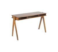 Bureau en manguier massif marron, 3 compartiments, 3 tiroirs, droit - Chehoma, Tania - 126x50x78 cm