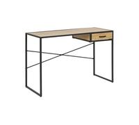 Toilinux - Bureau en MDF et métal 1 tiroir - L 110cm x l. 45cm x H. 75 cm - Beige et Noir - Sireine Beige G