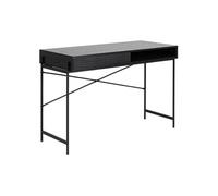 - Bureau en MDF et métal avec 1compartiment ouvert et 1 porte coulissante - Noir - Aria