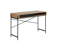 - Bureau en MDF et métal avec niche et porte coulissante - Marron - Aria