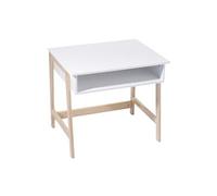 Bureau en MDF et pin coloris naturel et blanc - Dim : L 58 x l 52 x H 46 cm - -