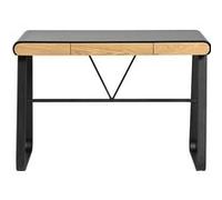Bureau en MDF laqué papier noir avec pieds en métal, table de travail - Longueur 110 x Profondeur 55 x Hauteur 76 cm--