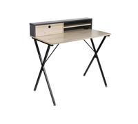 Bureau en métal noir 1 tiroir et rangements - L90cm