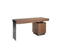 Bureau en noyer et acier poli 3237C, 160 x 60 x 76 cm. -
