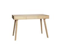 Bureau en placage de chêne clair beige, 3 tiroirs, droit - Hübsch, Tripple - 120x57x78 cm