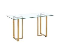 Bureau en verre trempé et acier inoxydable - Transparent et doré - NILESA de