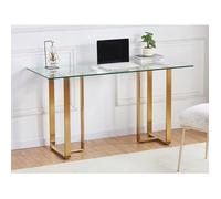 Bureau en verre trempé et acier inoxydable - Transparent et doré - NILESA de Pascal Morabito