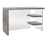 Bureau en verre trempe / MDF coloris gris - Longueur 120 x Hauteur 76 x Profondeur 50 cm - PEGANE - Gris