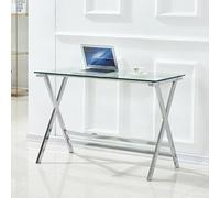 Bureau en verre trempé transparent, table d'ordinateur, 110x55x76 cm