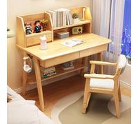 Bureau enfant avec étagère intégrée - Table d'étude en bois massif avec tiroir et bibliothèque pour enfants, poste de travail informatique pour l'école à la maison (69 x 46 x 76 cm) - Mobili