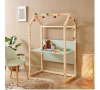 Bureau enfant cabane évolutif - BAÏTA - Gamme TINY - Vert et pin massif - L 100 x P 50 x H 147 cm