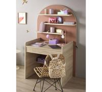 Bureau enfant - décor bois chêne sépia forme arche rouge/marron TU