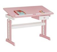 IDIMEX Bureau Enfant écolier Junior Flexi Table à Dessin réglable en Hauteur et pupitre inclinable avec 1 tiroir, Bureau évolutif en pin Massif lasuré Blanc et Rose