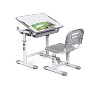 giantex Bureau Enfant Ensemble Table et Chaise pour Enfants Table à Dessin Clinable Ergonomique avec Tiroir Hauteur Ajustable Gris Gris G
