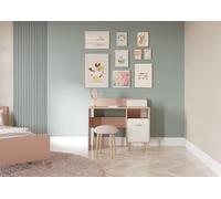 Bureau Enfant Fille 1 Porte et 1 Niche Rose et Blanc - Petit Bureau 107x45x88cm - Peinture Non Toxique - Meuble de Chambre d’Enfant Fabriqué en France - Gamme Suzie