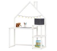 Bureau enfant NIVIA en forme de maison en pin massif lasuré blanc Blanc