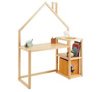 Bureau enfant NIVIA en forme de maison en pin massif, bureau chambre enfant bois, en pin massif coloris naturel Naturel