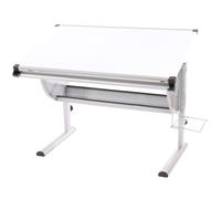 Bureau Enfant Oxford, Plateau Inclinable, Hauteur Réglable, Blanc Blanc