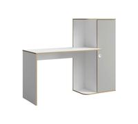 Bureau Enfant Pinio 160x53x128 cm 1 Porte Blanc/Gris Clair Trüffe Chêne clair