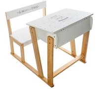 Bureau Enfant Pupitre ""Ecriture"" 63cm Blanc & Naturel