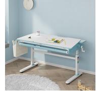 Bureau enfant réglable en hauteur Kuosa 120 x 60 cm bleu blanc