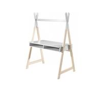 Bureau enfant Tipi 2 niches bois laqué blanc et pieds pin clair Kiddy