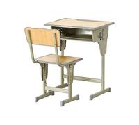 HomCom Bureau enfant Vintage pupitre – Ensemble bureau et chaise réglable, acier kaki MDF bois clair