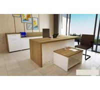 Bureau Ensemble moderne Bureau d'angle Table basse brune Armoire à dossiers 3pcs.