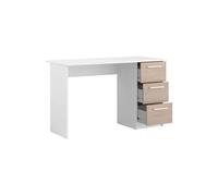 Bureau ESSENTIEL PARISOT 3 tiroirs - Décor chene et blanc - L 121,2 x P 55 x H 74,5 cm - Fabriqué en France