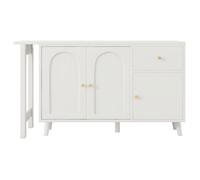 Bureau et buffet, pivotant à 360°, 3 portes, 1 tiroir, Élégant bureau d'ordinateur, bureau d'angle, coiffeuse, 120 x 40 x 74.5 cm