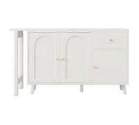 Bureau et buffet, pivotant à 360°, 3 portes, 1 tiroir, Élégant bureau d'ordinateur, bureau d'angle, coiffeuse, 120 x 40 blan BUREAU