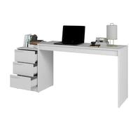 Bureau et Caisson 3 Tiroirs Amovible Blanc L 176.5 H 78.5 P 38 cm