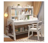 Bureau et chaise en bois pour bureau à domicile, table avec tiroirs et rangement, bureau pour ordinateur, bureau d'étude, bureau pour lire, dessiner, jeux, poste de travail (White,
