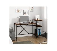 Bureau et étagères chêne fumé 135x50x90cm bois d'ingénierie/fer