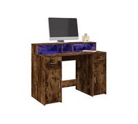 Bureau et lumières LED chêne fumé 120x55x91cm bois d ingénierie