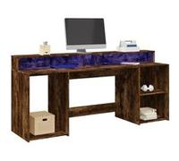 Bureau et lumières LED chêne fumé 200x55x91cm bois d ingénierie Marron G