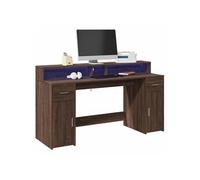 Bureau et lumières LED chêne marron bois d ingénierie Marron G