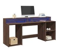 Vidaxl Bureau Et Lumières Led Chêne Marron Bois D'ingénierie Multicolore