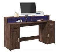 Vidaxl Bureau Et Lumières Led Chêne Marron Bois D'ingénierie Multicolore